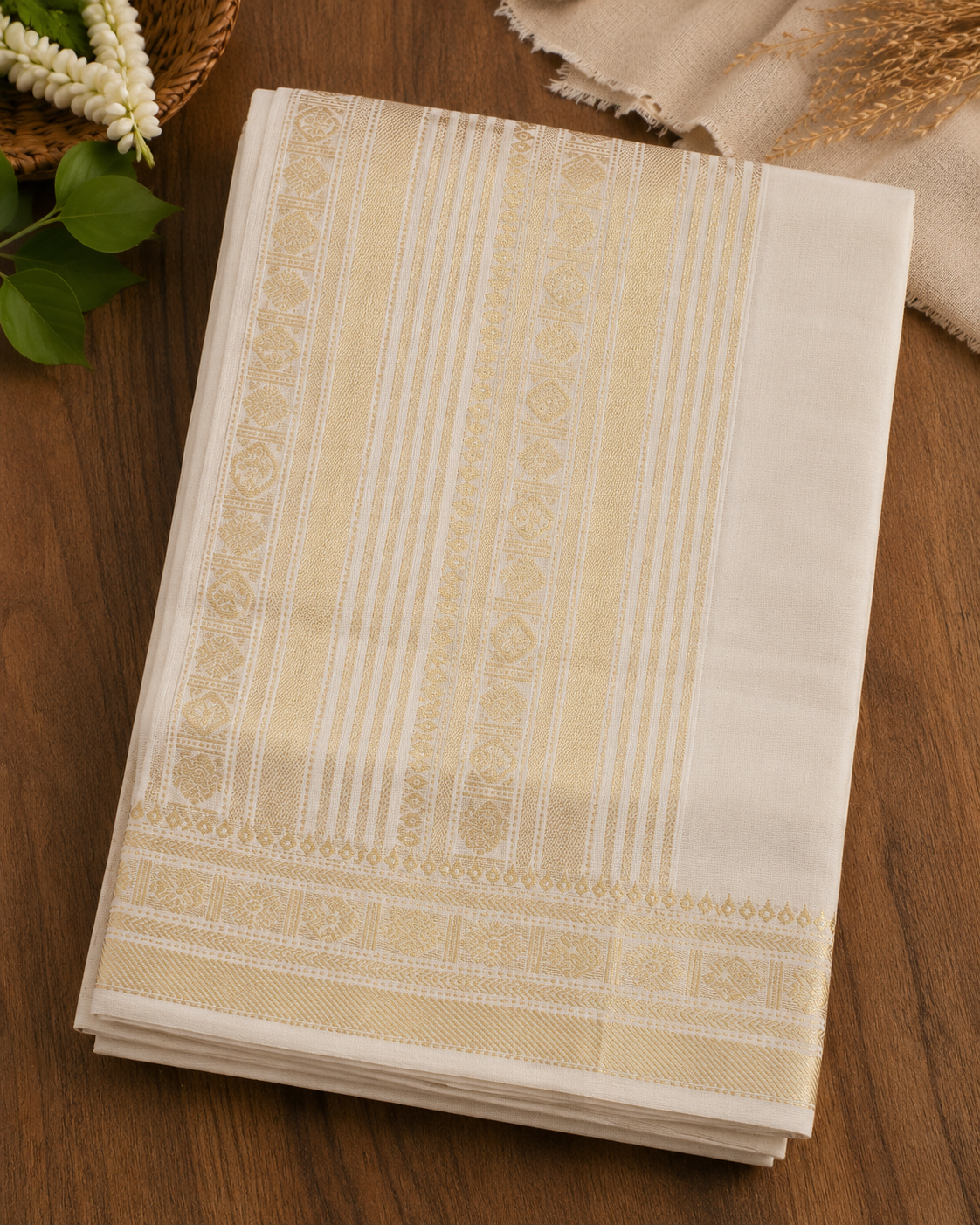 Pure Handloom Light Design Saree (100/100 Count) with Running Blouse - SRHKN023
