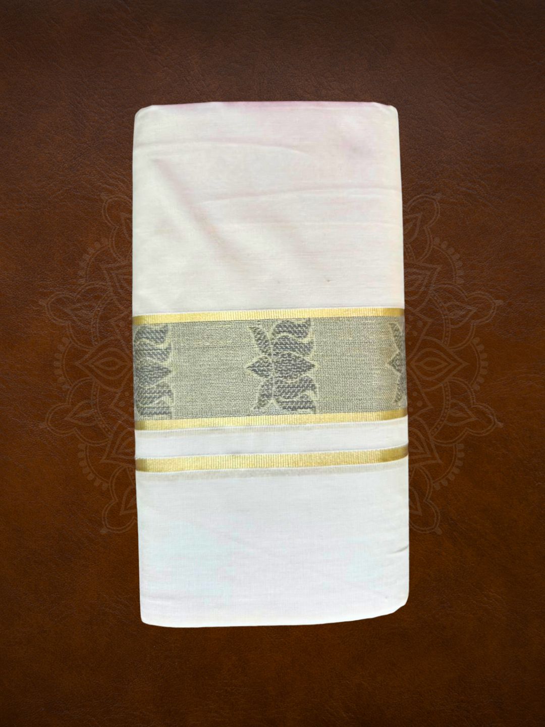 Premium Handloom Lotus Design Mundu - LHMDB004