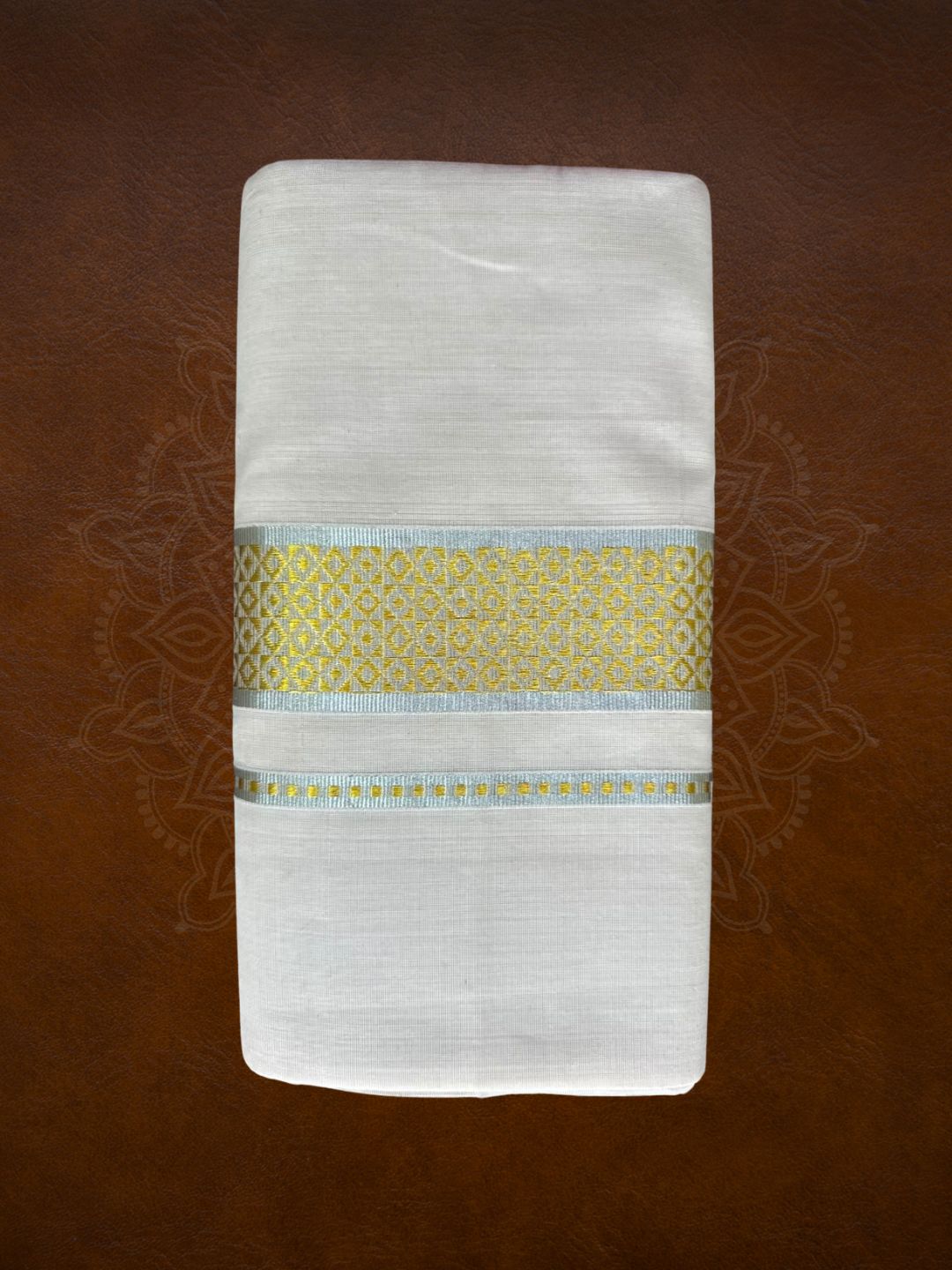 Premium Handloom Golden & Silver Kasavu with Design Mundu - LHMDB008