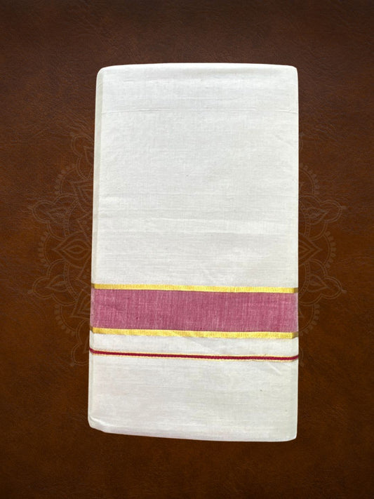 Premium Handloom Colored Kasavu Mundu - LHMDB036-2
