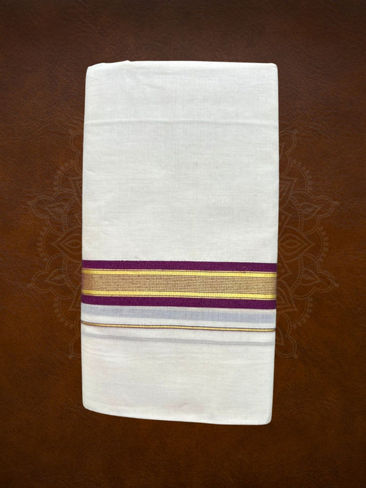 Premium Handloom Kasavu Mundu ( Multiple Color Kasavu Borders Available ) - LHMDB034-3