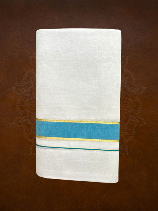 Premium Handloom Colored Kasavu Mundu - LHMDB036-4