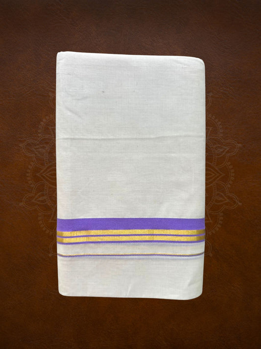 Premium Handloom Gold with Color Border Mundu (Multiple Colors Available)- LHMDB032-4