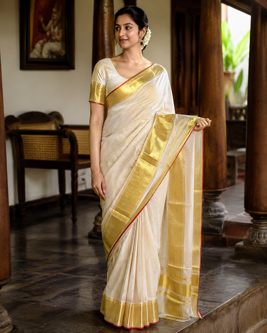Pure Handloom Original Saree (100/100 Count) with Running Blouse - SRHKN025