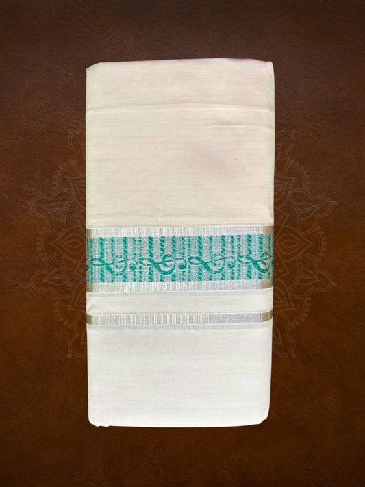 Premium Handloom Silver with Musical Design Mundu - LHMDB013