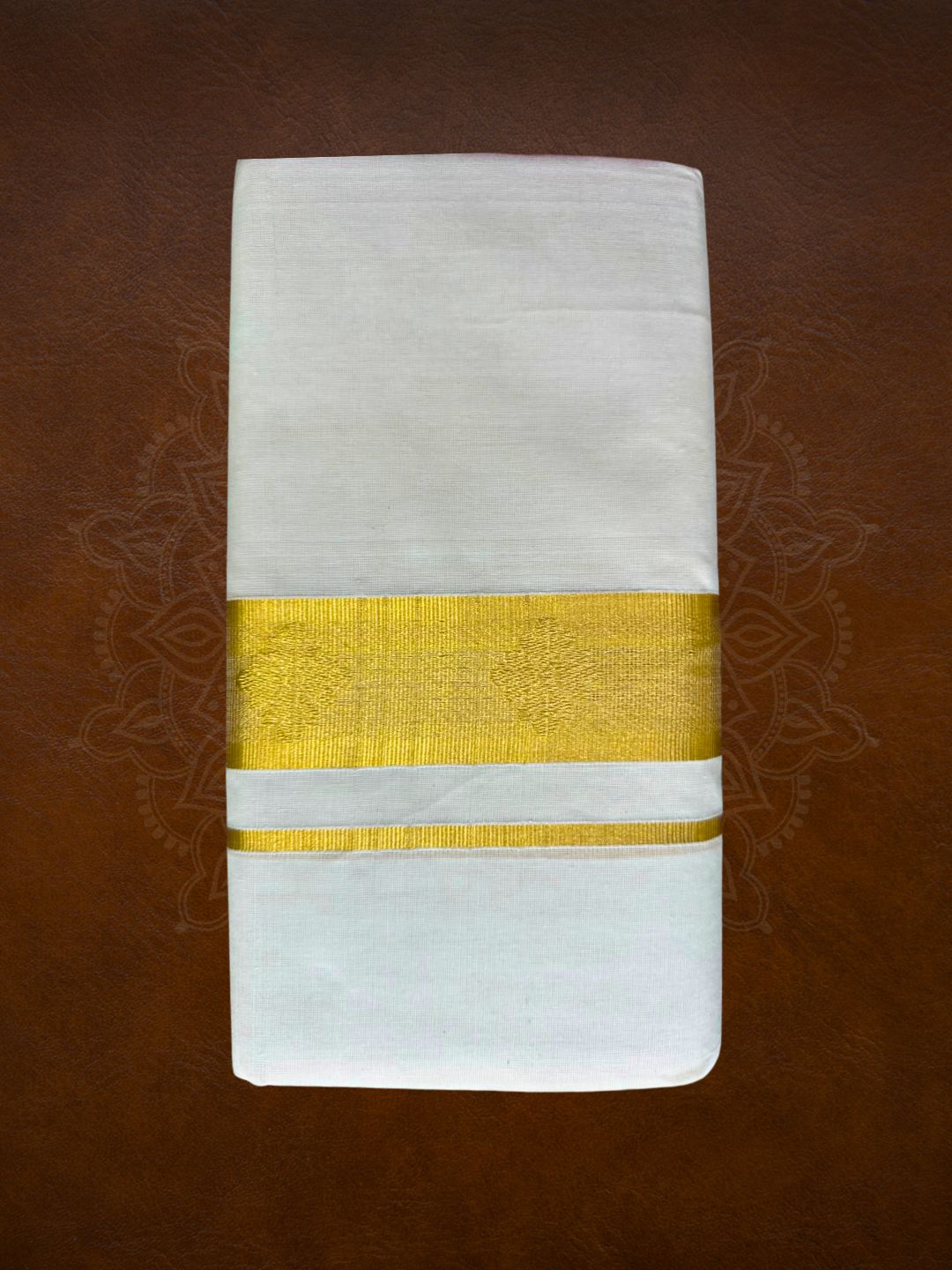 Premium Handloom Gold Kasavu with Floral Design Mundu - LHMDB017