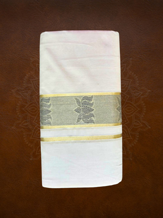 Premium Handloom Lotus Design Mundu - LHMDB004