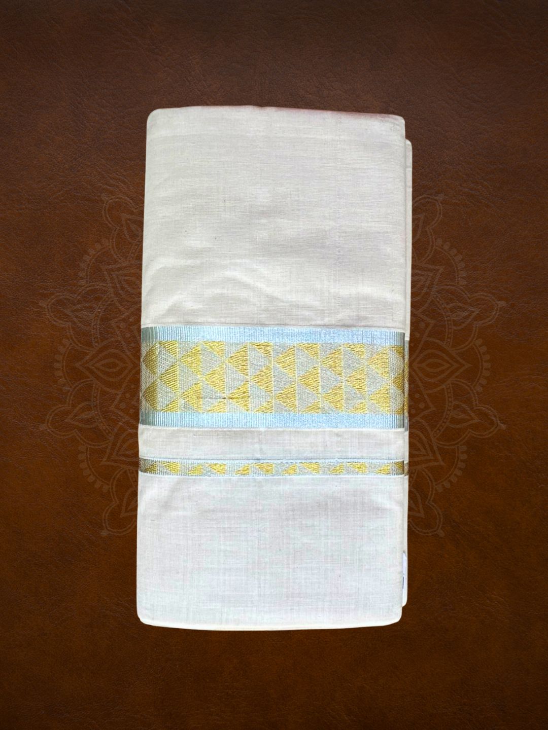 Premium Handloom Silver & Gold Temple Design Mundu - LHMDB012