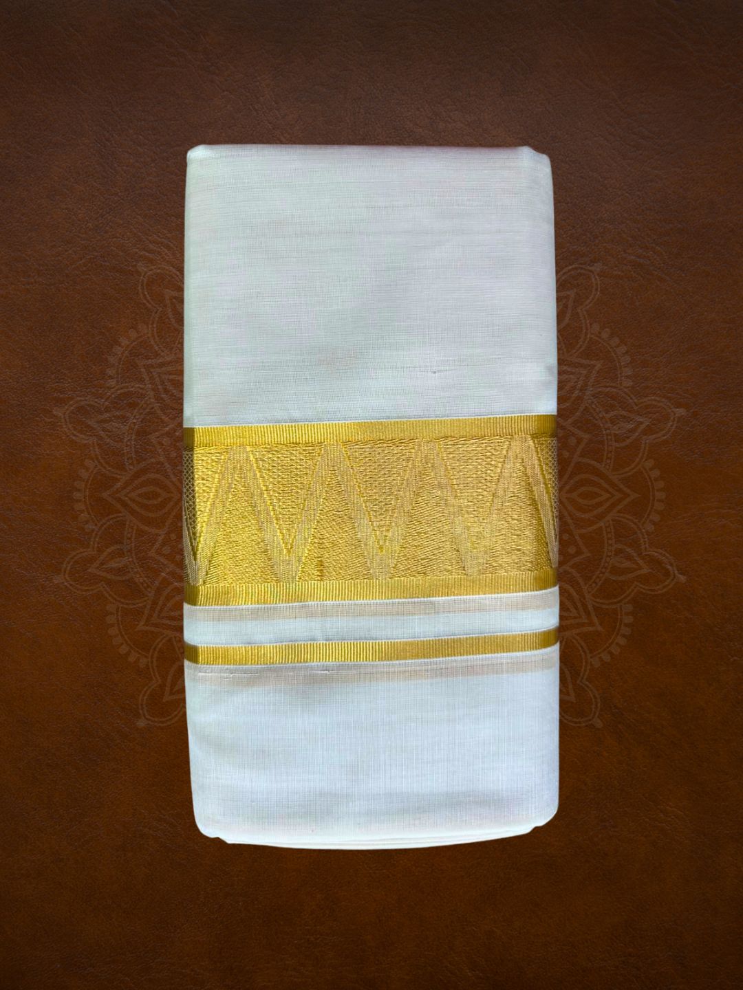 Premium Handloom Gold Kasavu with Temple Design Mundu - LHMDB019